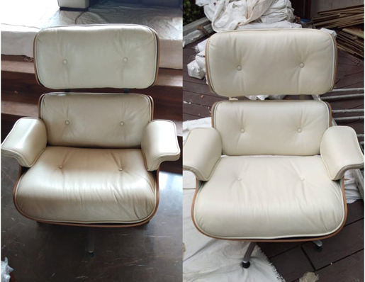 White leather office chair restoration 