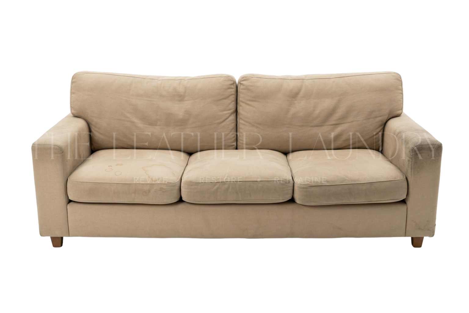 Leather sofa after professional tear repair and restoration