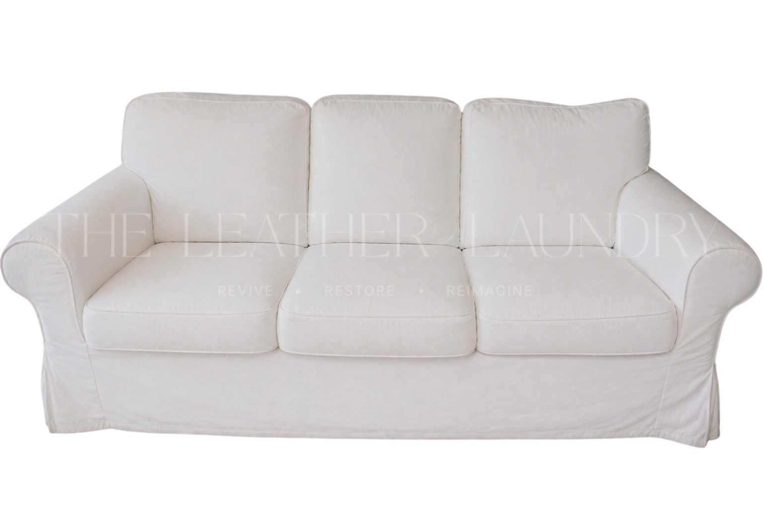 Black leather sofa after deep cleaning and odour removal