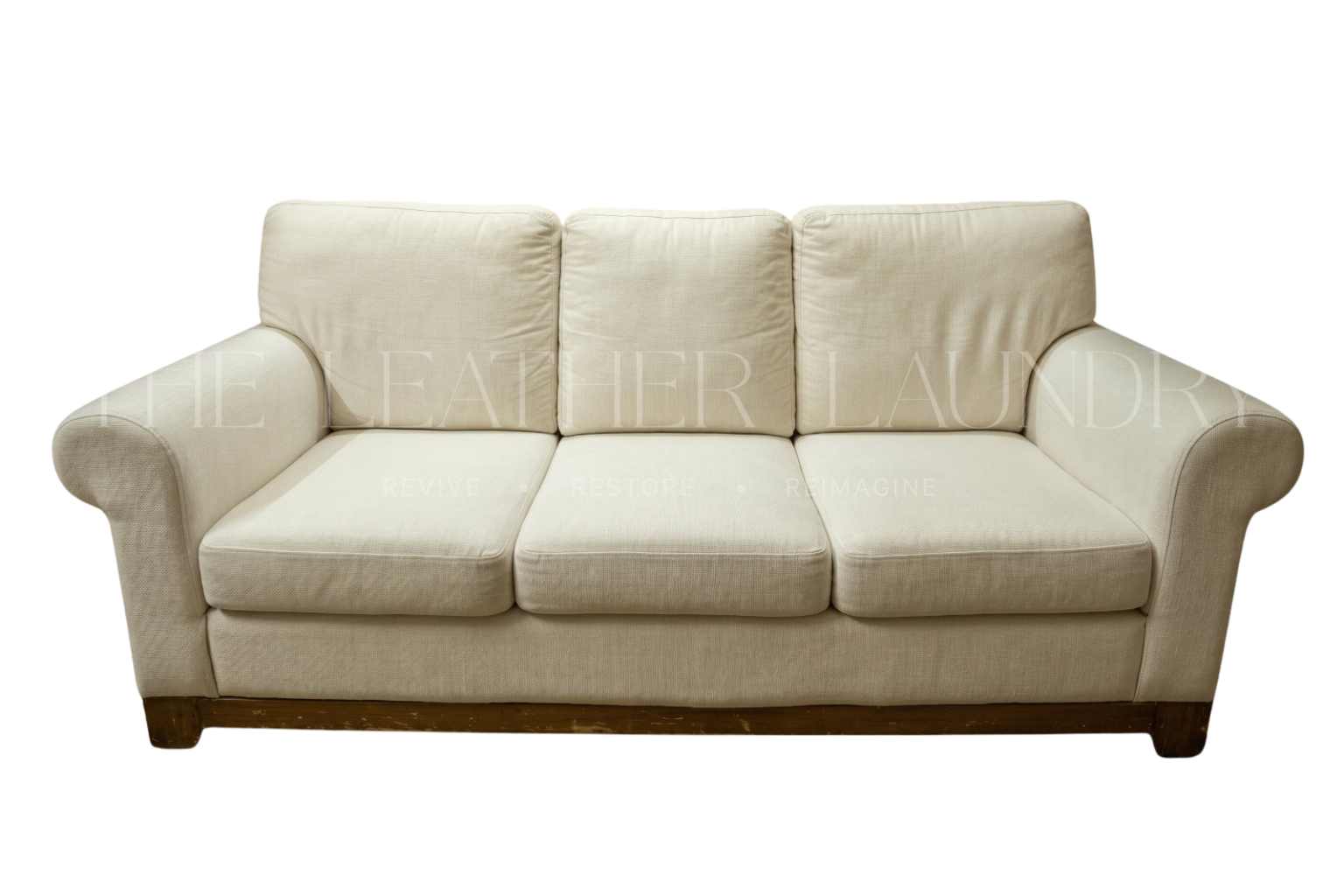 Leather sofa after stain removal and polishing