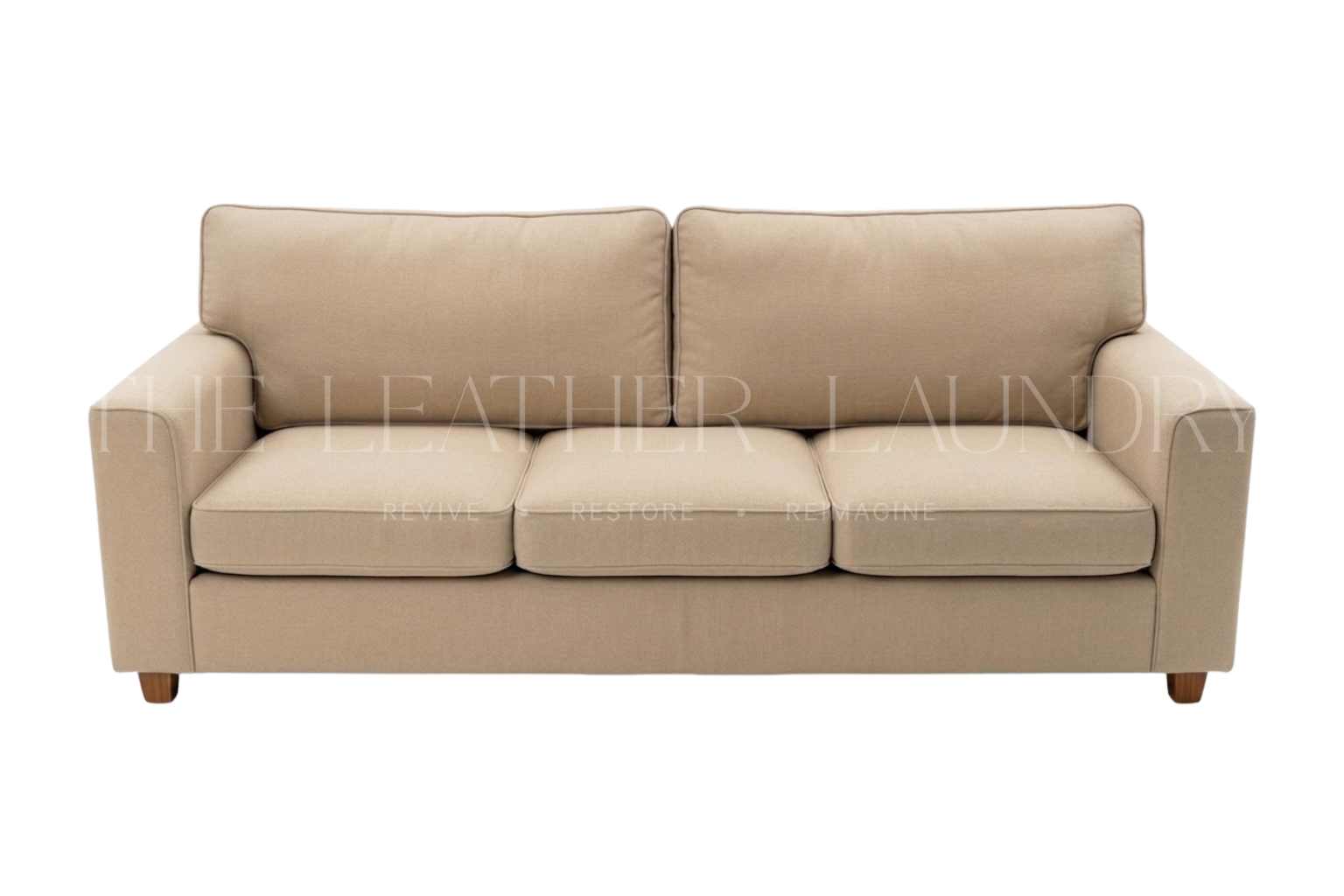Brown leather sectional after professional cleaning and conditioning