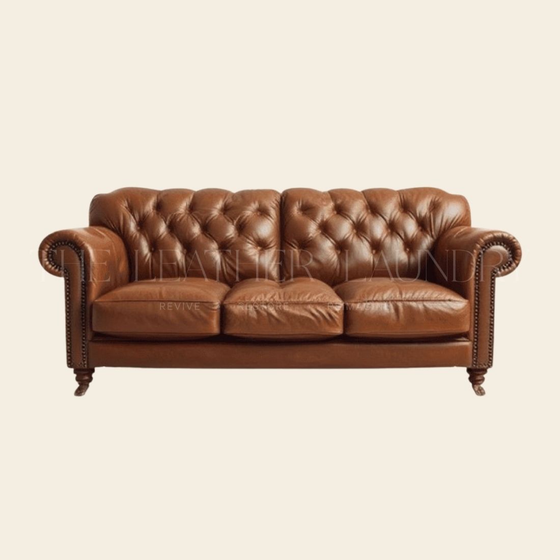 Leather sofa cushion after professional repair